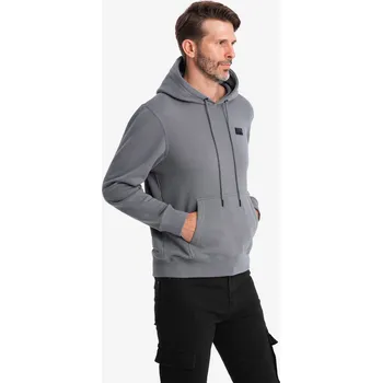 Pánská mikina Pánská klokaní mikina s kapucí a kovovým špendlíkem - šedá V1 OM-SSNZ-0141 - XXL