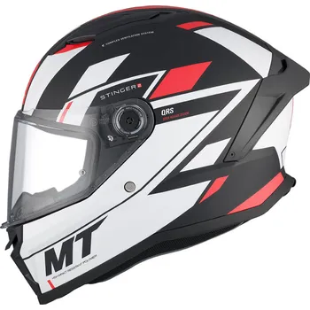 Helma na motorku MT Helmets Stinger 2 Solid Zivze bílo-černo-červená matná M