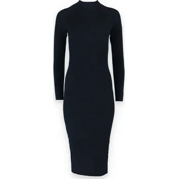 Dámské šaty Dlouhé žebrované šaty 5810 Itálie barva: černá, velikost: L/XL