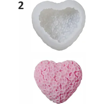 Forma na odlévání Silikonové formy na výrobu mýdla – srdíčka s květinovým vzorem Varianta: 2