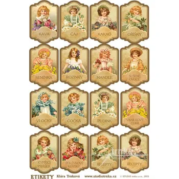 Speciální papír Samolepicí etikety na potraviny, střední holčičky, 1 arch