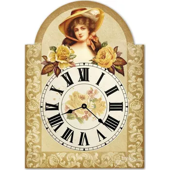 Hodiny Velké dřevěné selské hodiny - Čajová růže