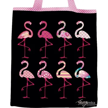 Nákupní taška Plátěná nákupní taška, Plameňáci v černém