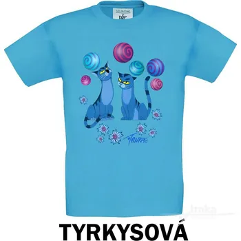 Chlapecké tričko Tričko dětské KR, Kočky modré Barva: Tyrkysová, Velikost: 110