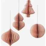 Broste Copenhagen Vánoční papírové ozdoby Sada 4ks růžové růžová