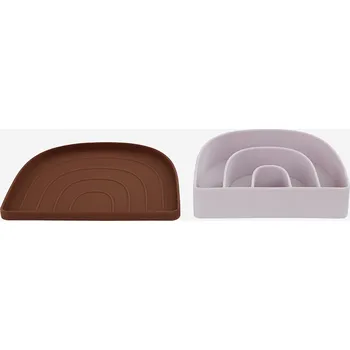 OYOY LIVING Dětský talíř a miska Rainbow Plate & Bowl caramel Caramel