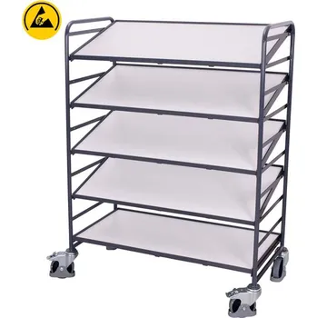 Antistatický vychystávací vozík VARIOfit, 5 sklopných polic 1240x610 mm