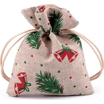 Dárková taška Stoklasa 840834 vánoční dárkový pytlík 10 x 13 cm 1 režný