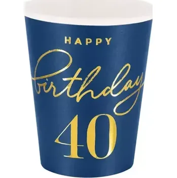 Party nádobí Papírové kelímky 40. narozeniny - Royal blue 6 ks