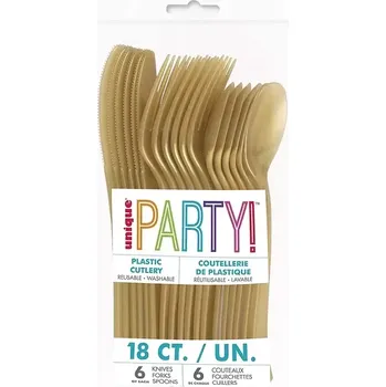 Příbor Plastové příbory zlaté 18ks