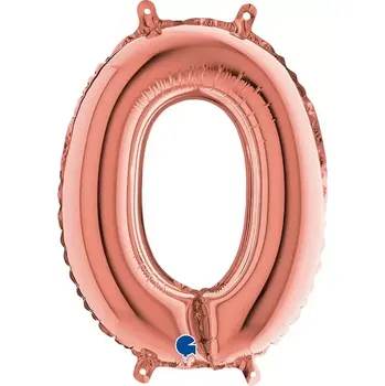 Balónek Foliová číslice 0 rosegold - 35 cm