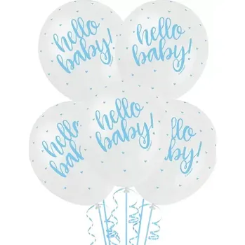 Balónek Latexové balonky Hello Baby - modré 5 ks