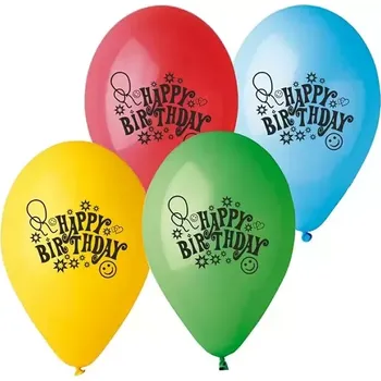 Balónek Latexový balonek s potiskem Happy Birthday smajlíci
