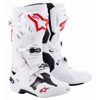 Moto obuv Ventilační motokrosové boty s vnitřní botičkou ALPINESTARS TECH 10 SUPERVENTED VENTILAČNÍ barva bílá/červená/černá (vysoce ventilační obuv na motokros s vylepšeným komfortem pro horké a suché dny)
