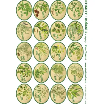 Koření Samolepky na kořenky 2, s nápisy