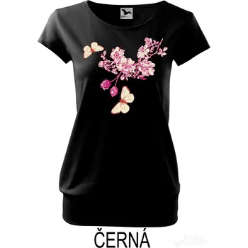 Dámské tričko Dámské tričko volný střih, Náhrdelník z růží Barva: Černá, Velikost: XS