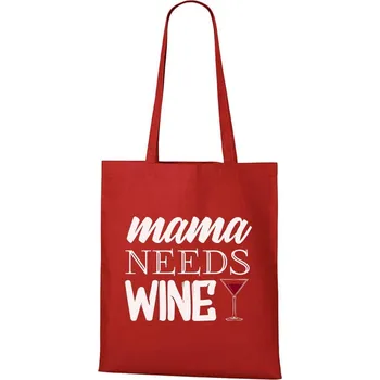 DOBRÝ TRIKO Nákupní taška Mama needs wine Barva: Červená