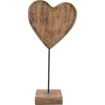 Indecor Srdce mangové dřevo podstavec 15x6x33cm
