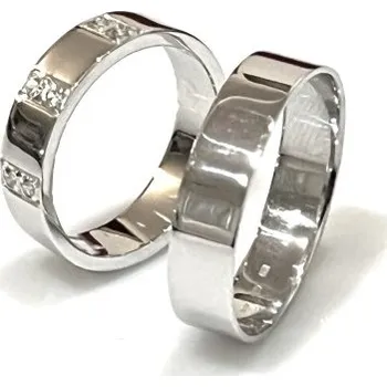 Prsten Ráj snubních prstenů | Široké snubní prsteny z bílého zlata se zirkony - skladem - 4600