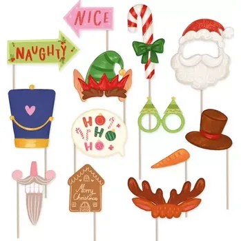 Party dekorace Rekvizity do fotokoutku Kreslené Vánoce 13 ks