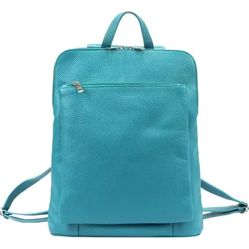 Městský batoh Kožený dámský módní batůžek s čelní kapsou Patrizia Piu tyrkysově modrý