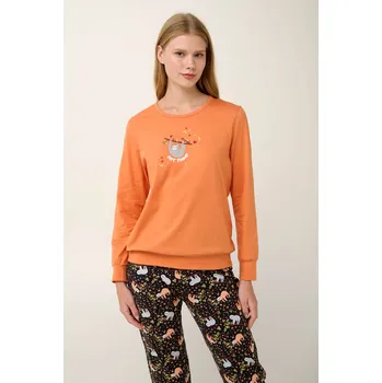 Pánské pyžamo Vamp - Bavlněné dámské pyžamo s manžetami 21928 - Vamp coral gold L