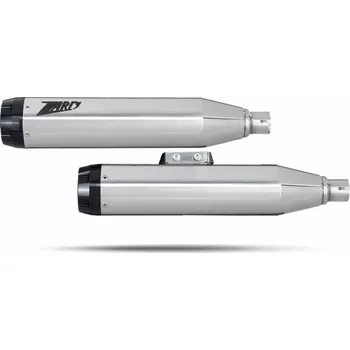 Výfuk pro motocykl Homologované koncovky výfuku motocyklu ZARD SLIP ON MUFFLERS HOMOLOGACE E4/E5 pro motocykl HARLEY DAVIDSON SOFTAIL M8 rok 2017-2024 , barva lesklý chrom/černá koncovka (řemeslná výroba Made In Italy)