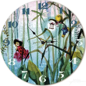 Hodiny Nástěnné dřevěné hodiny - Brouček a beruška, Jiří Trnka