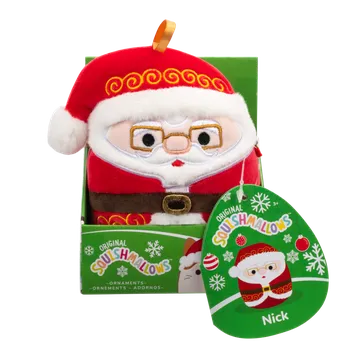 plyšák SQUISHMALLOWS Vánoční ozdoba Santa s brýlemi - Nick, 10 cm