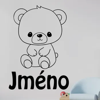 Samolepící dekorace Živá Zeď Samolepka na zeď Medvídek se jménem Barva: černá
