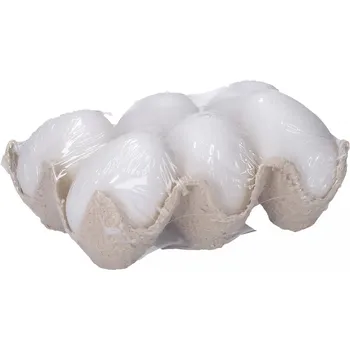 Velikonoční dekorace Vajíčko dekorační plastové bílé 6 cm, 6ks