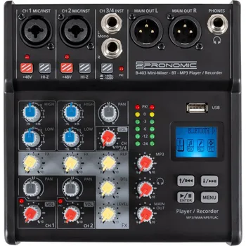 Hi-Fi komponenty Pronomic B-403 mini mixpult s Bluetooth s USB rekordérem