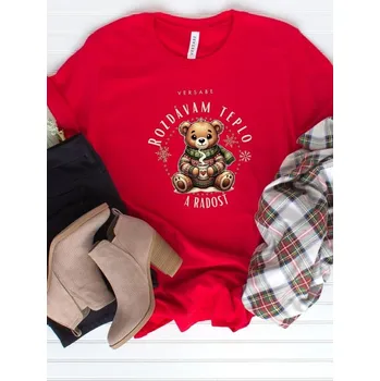 Dámské tričko Krásné VSB Vánoční tričko v červené barvě, VELIKOST M