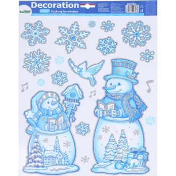 Vánoční dekorace Dekorace okenní 41x29 cm Sněhuláci VÁNOCE