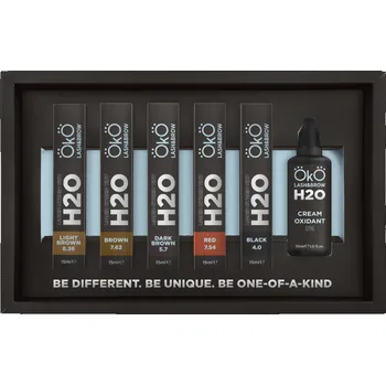 Barva na řasy a obočí OKO H2O Liquid Hybrid Tint sada barev na řasy a obočí 5×15 ml + oxidant 30 ml