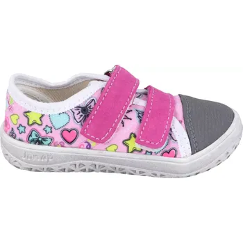 Dívčí tenisky Jonap barefoot plátěnky Airy srdíčka 22