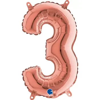 Balónek Foliová číslice 3 rosegold - 35 cm