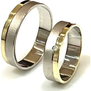 Prsten Ráj snubních prstenů | Elegantní snubní prsteny ze žlutého a bílého zlata se zirkonem - skladem - 4596