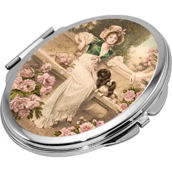 Kosmetické zrcátko Otevírací zrcátko, Dáma s psíky