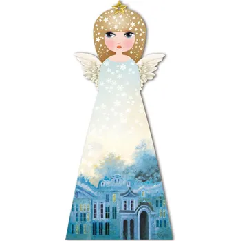 Dekorativní polštářek Dřevěný anděl, Zasněžené město Velikost: větší 16 x 35,5 cm
