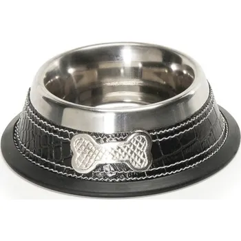 Miska pro psa CAMON MISKA NEREZ + KŮŽE M Barva: NEREZ, Velikost: 810 ml