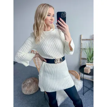 Dámské šaty Sněhově bílé pletené šaty, VELIKOST UNI ( S, M , L )