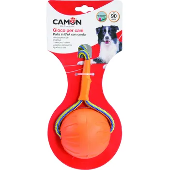 Hračka pro psa CAMON ORANŽOVÝ PLOVOUCÍ MÍČEK S LANEM 9 cm