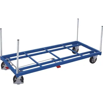 Plošinový vozík Vozík VARIOfit pro těžké náklady - základní rám se sloupky, 2000 x 800 mm, nosnost 1200 kg
