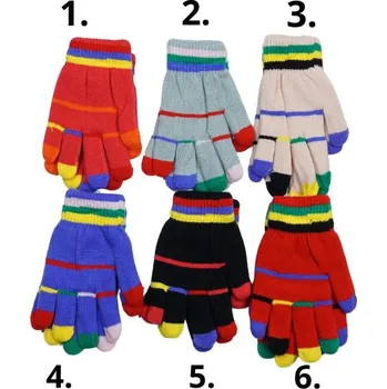 Rukavice DÍVČÍ zateplené pletené RUKAVICE Gloves MS013 (Dívčí teplejší prstové rukavice)