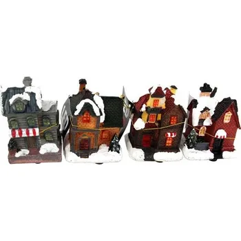 Vánoční dekorace SVENSKA LIVING DOMEČEK VÁNOČNÍ LED MALOVANÝ 7CM ASSORT_hamashop