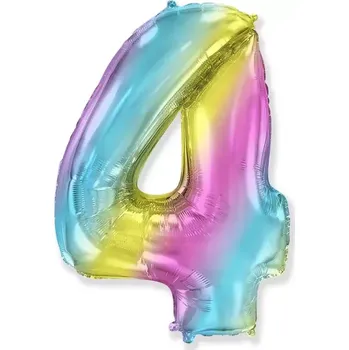 Balónek Foliová číslice 4 duhová 102cm