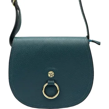 GREGORIO Kožená dámská crossbody kabelka petrolejová modrá