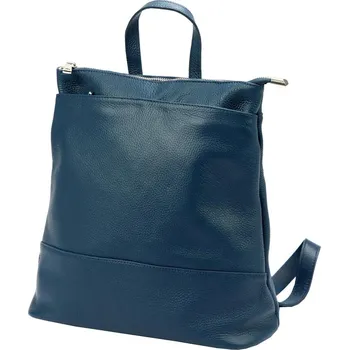 Městský batoh Kožený dámský módní batoh s čelní kapsou Luka petrolejově modrý