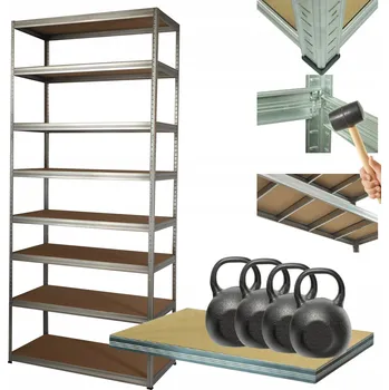 Dílenský regál Kovový pozinkovaný regál do skladu HELIOS 270x100x30 cm, 8 polic, nosnost 400 kg/police - VYSOKÝ